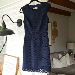 Trina Turk Laser Cut Navy Blue Carousel Dress Size 2